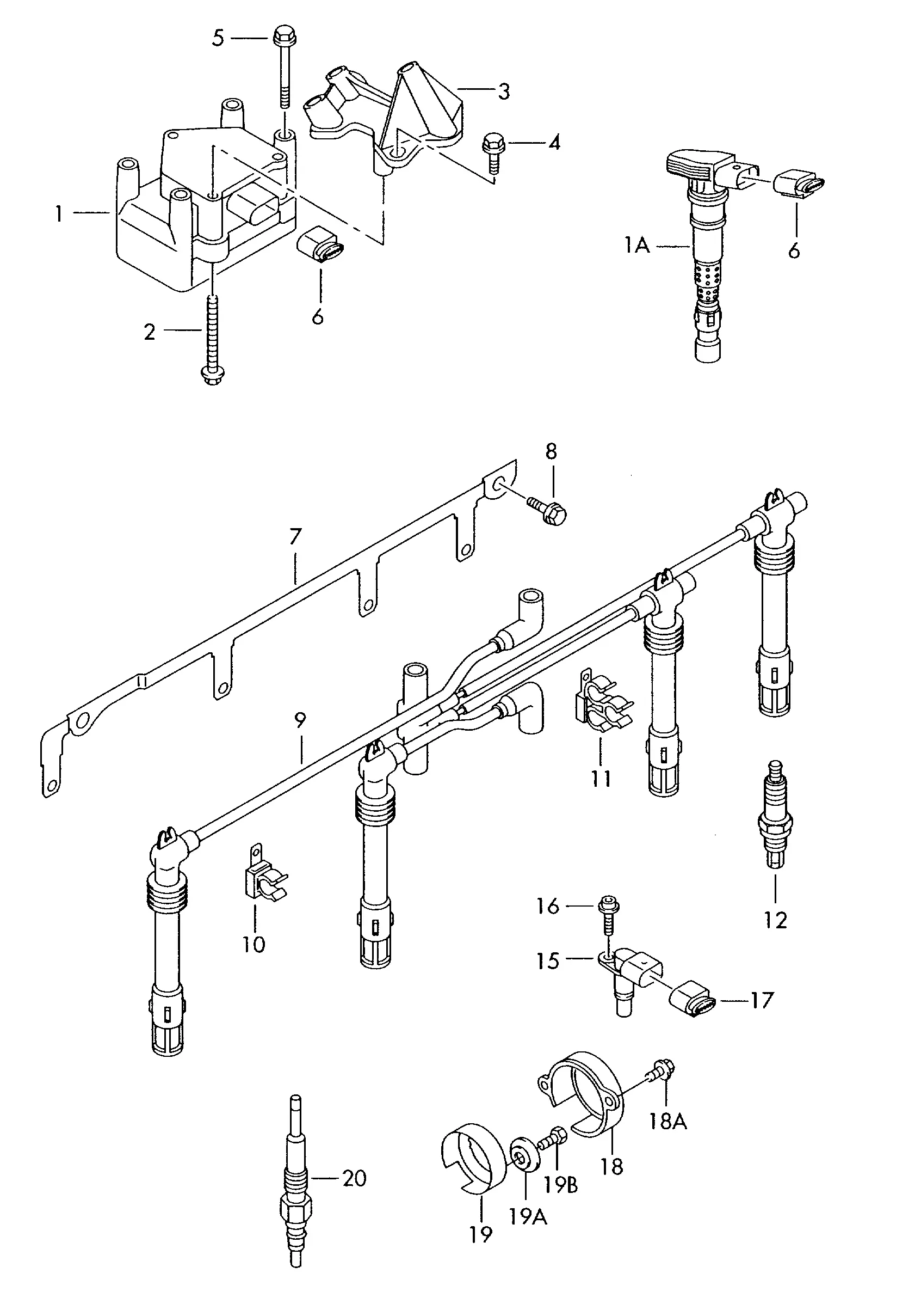 Ignition Coil, Spark Plug and Pulse Sensor diagram