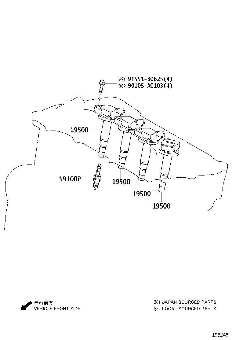 Ignition Coils and Spark Plugs diagram