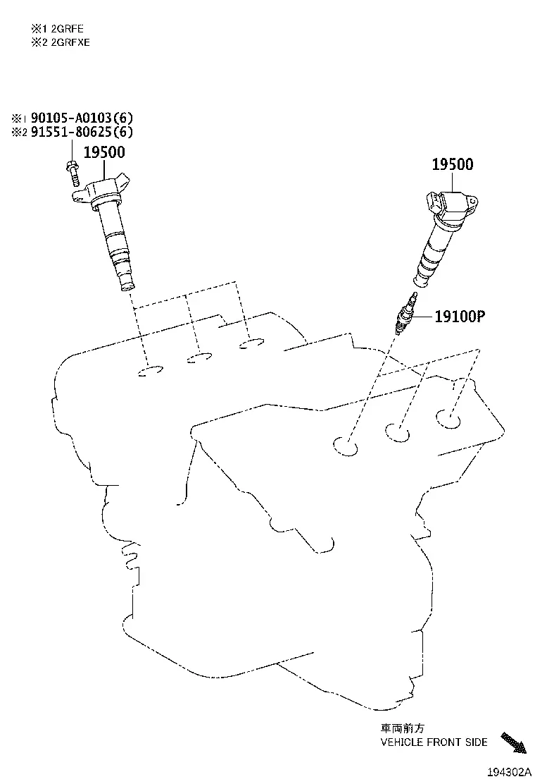 Ignition Coils and Spark Plugs diagram