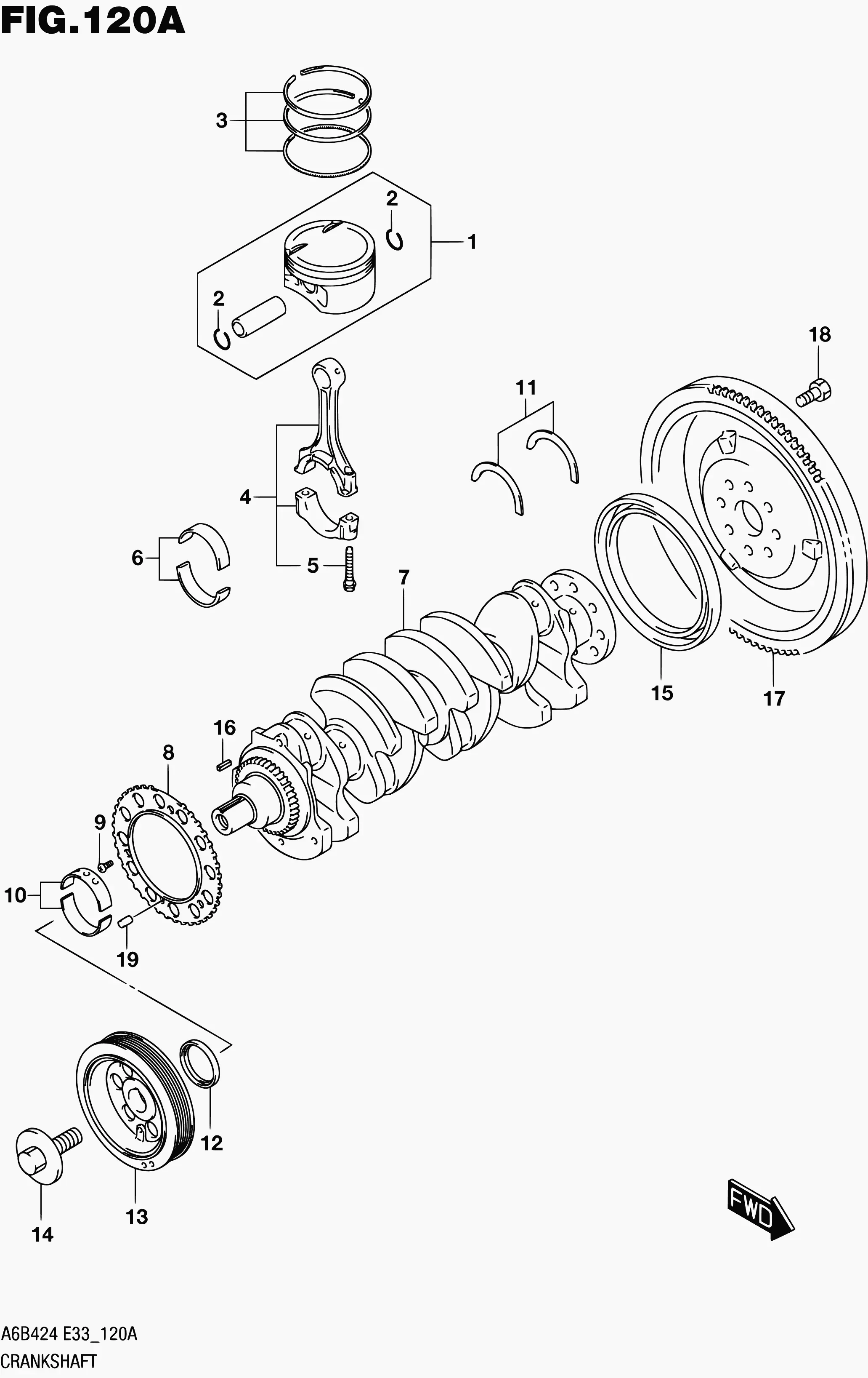 Crankshaft and Pistons diagram