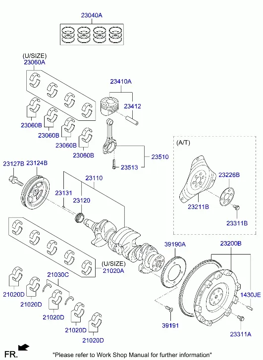 Коленчатый вал и поршни diagram