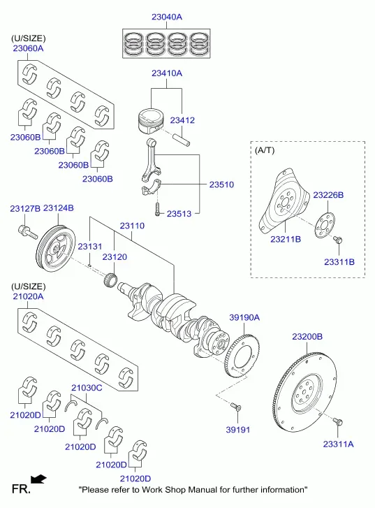 Crankshaft and Pistons diagram