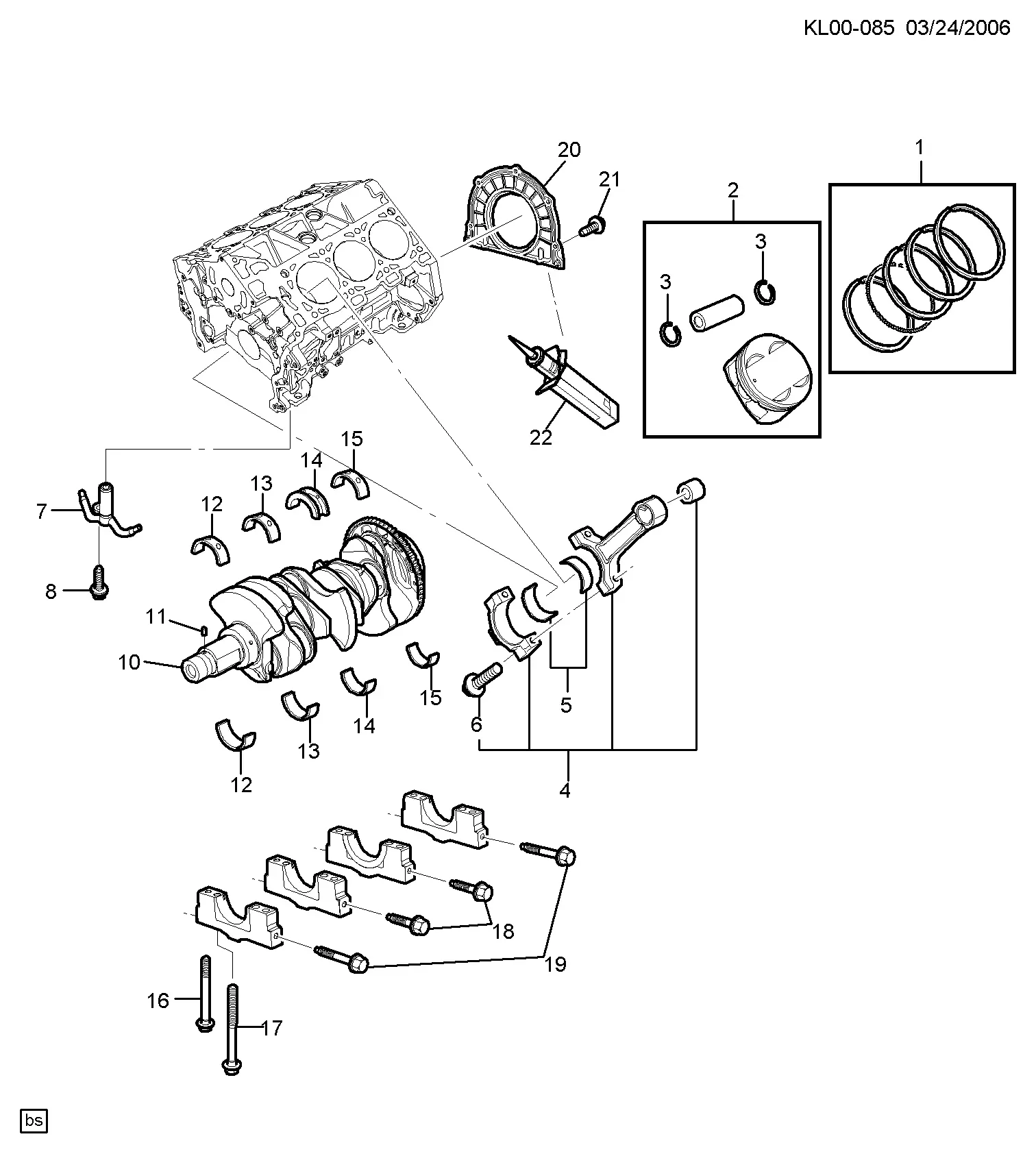 Crankshaft and Pistons diagram