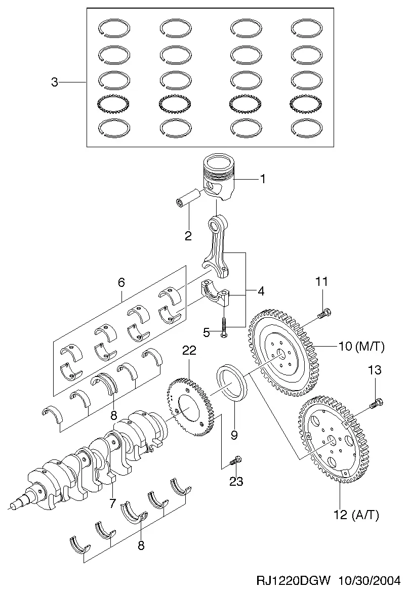 Crankshaft and Pistons diagram
