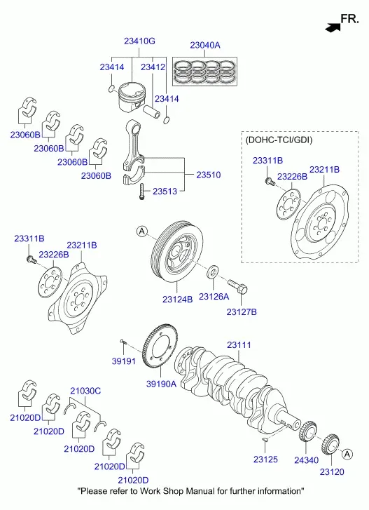 Crankshaft and Pistons diagram