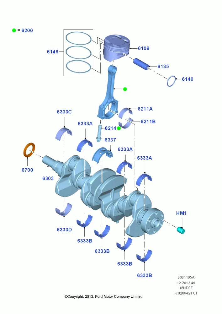 Crankshaft, Pistons and Connecting Rods diagram