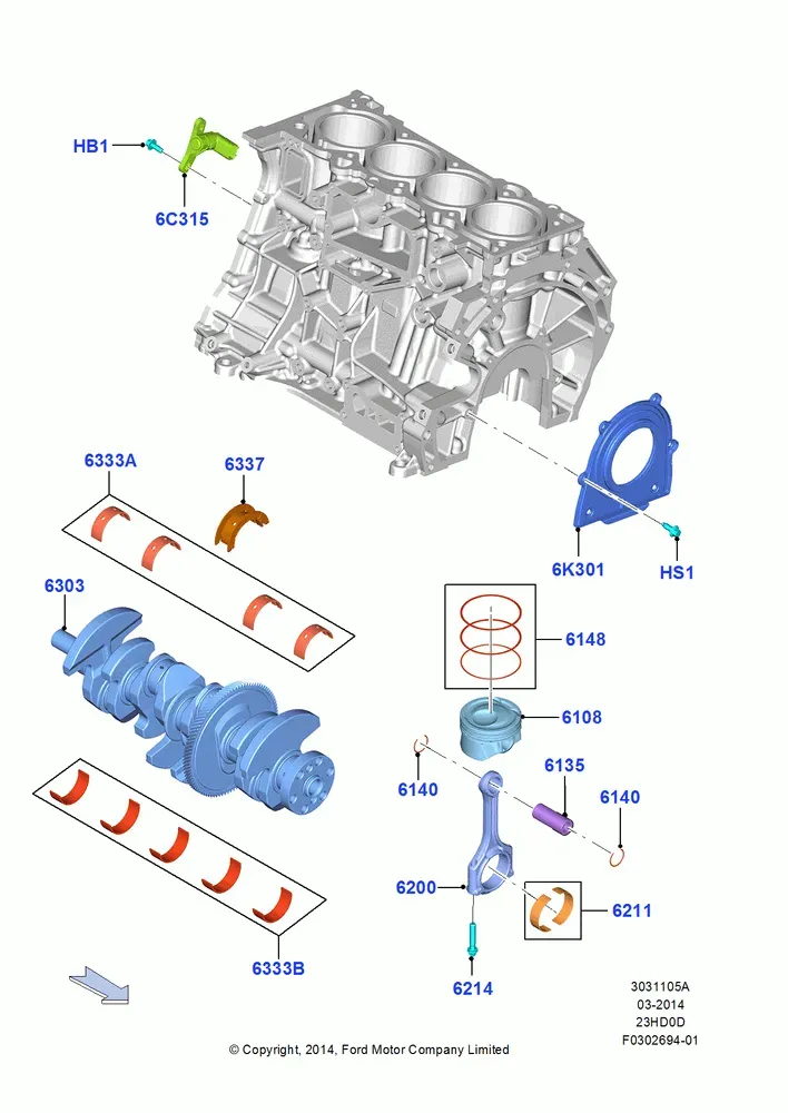 Crankshaft, Pistons and Connecting Rods diagram