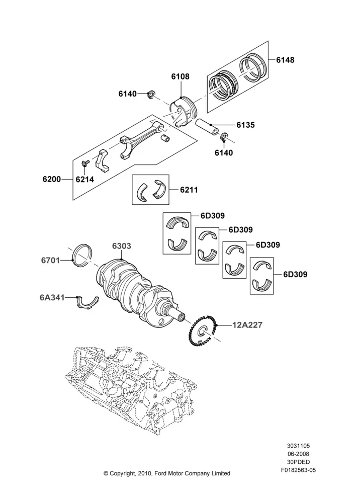 Crankshaft, Pistons and Connecting Rods diagram