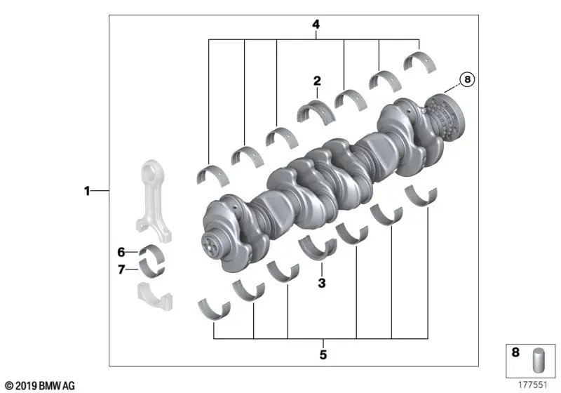 Crankshaft with Bearing Shells diagram