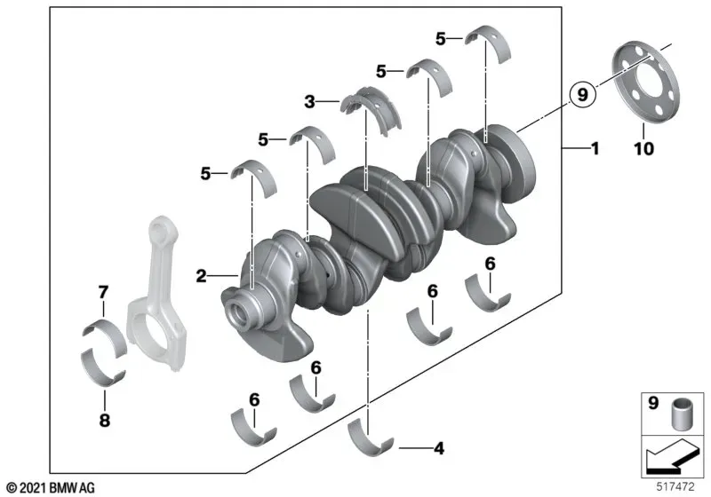 Crankshaft with Bearing Shells diagram
