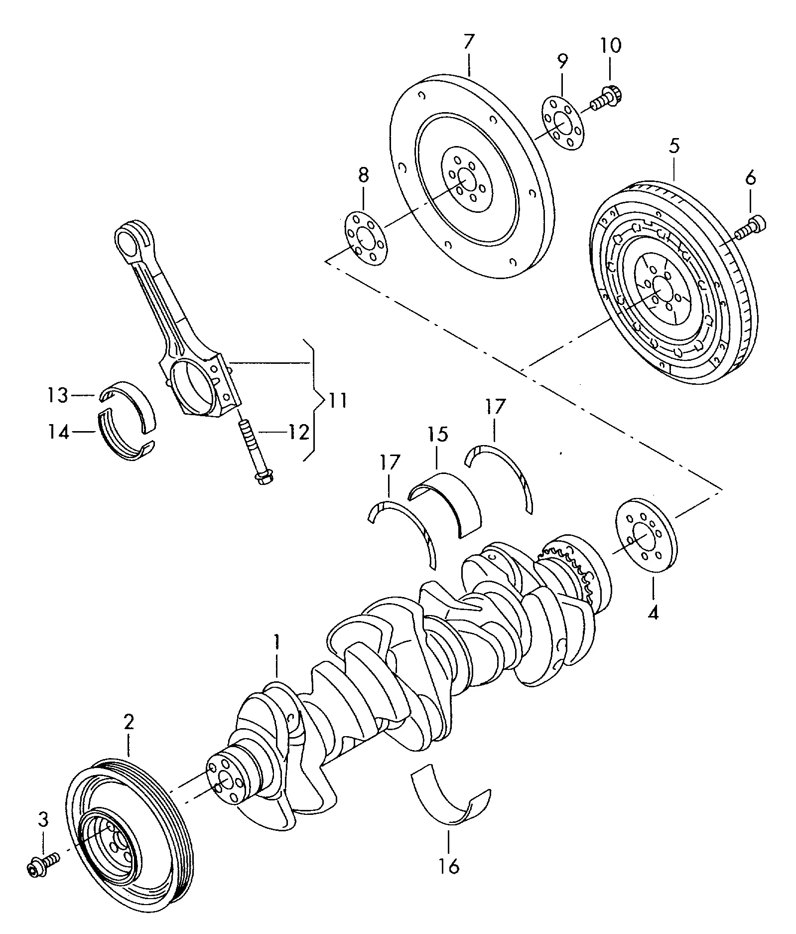 Crankshaft, Connecting Rods and Bearings diagram