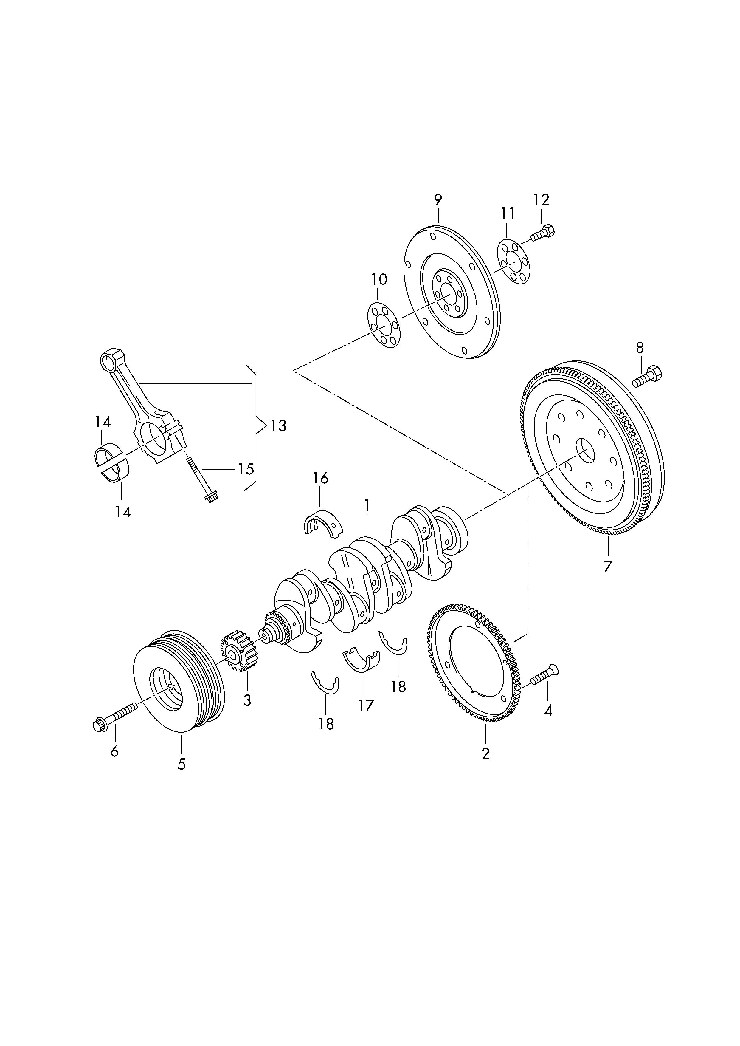 Crankshaft, Connecting Rods and Bearings diagram