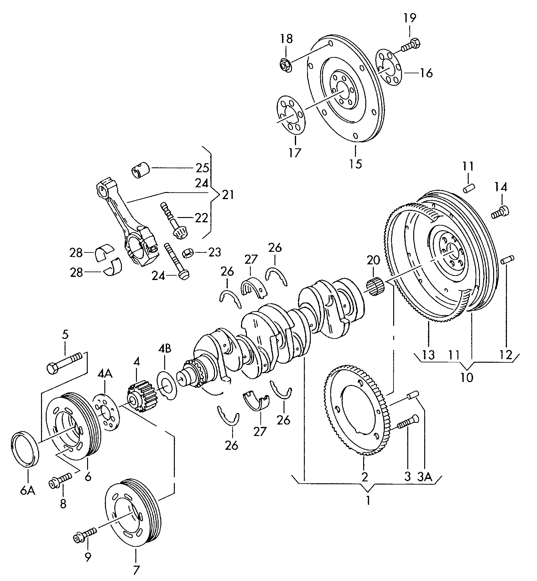 Crankshaft, Connecting Rods and Bearings diagram