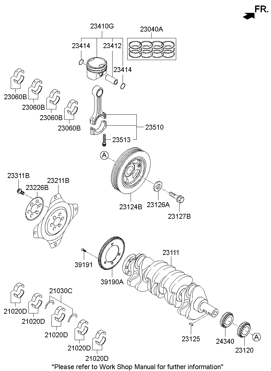 Crankshaft, Pistons and Connecting Rods diagram
