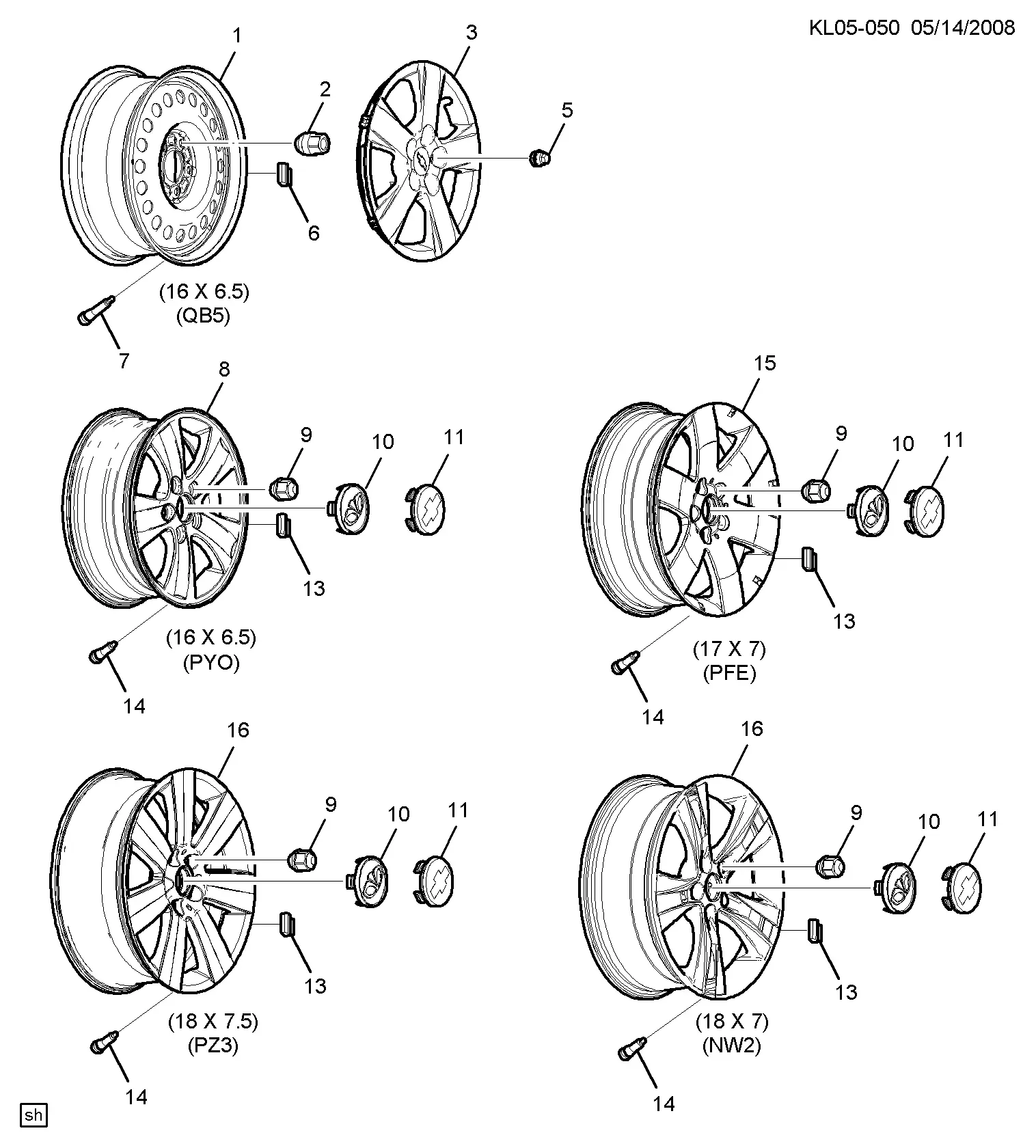 Wheels and Hubcaps diagram