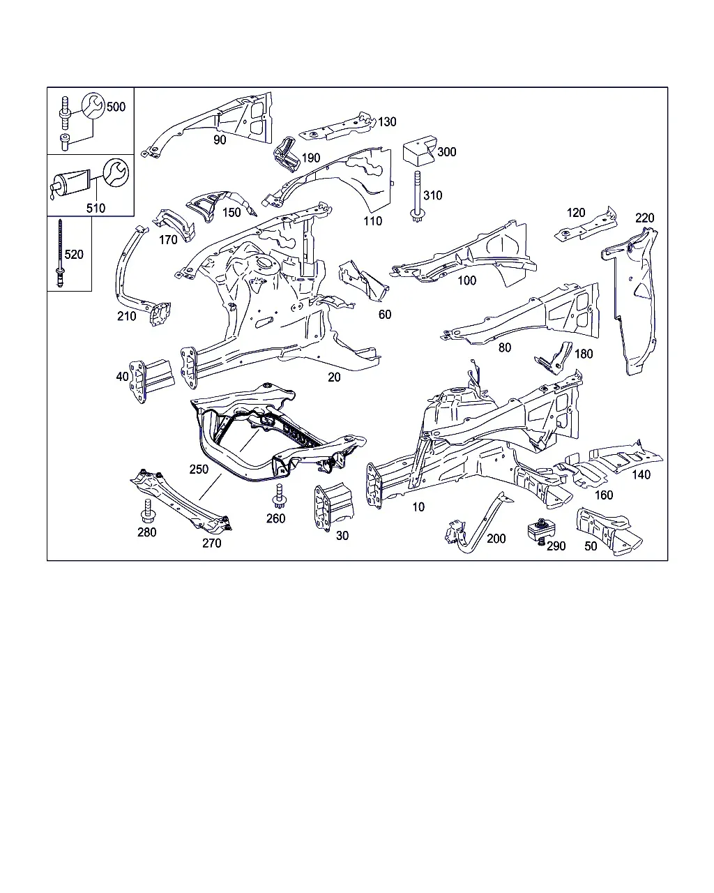 Wheel Arch and Front Axle Brackets diagram
