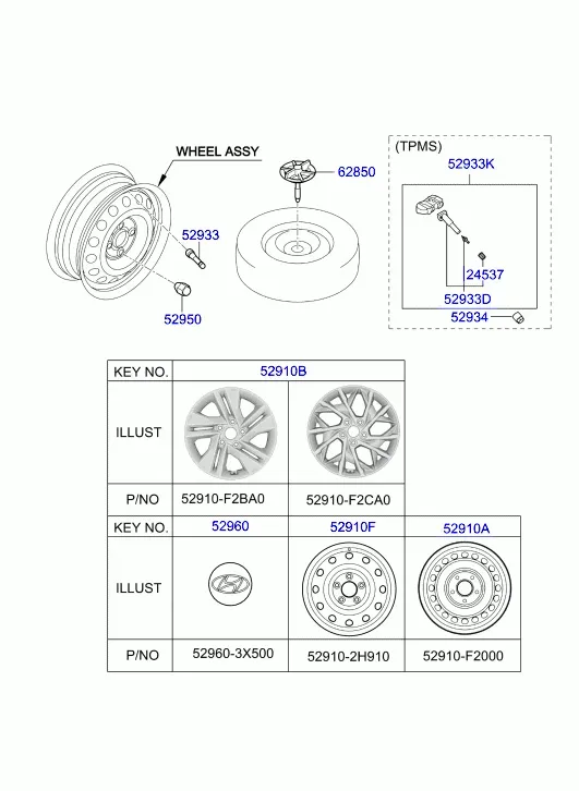 Wheel and Hub Cap diagram