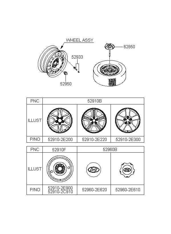 Wheel and Hub Cap diagram