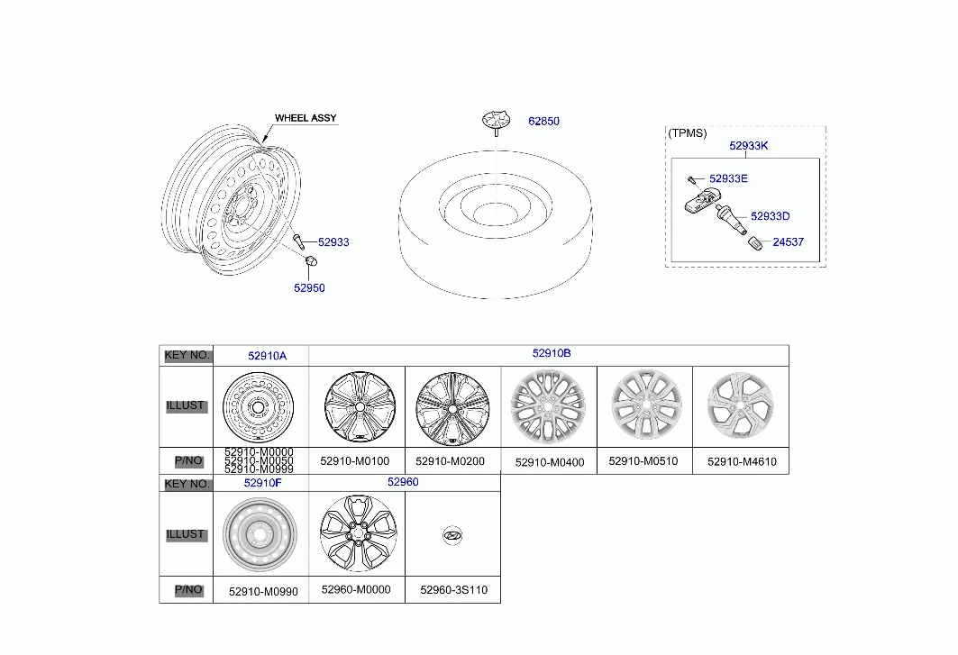 Wheel and Hub Cap diagram