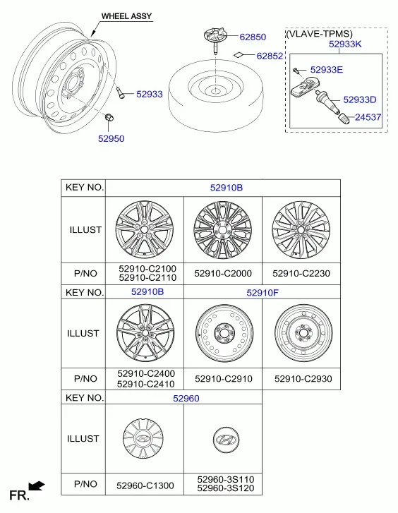 Wheel and Hub Cap diagram