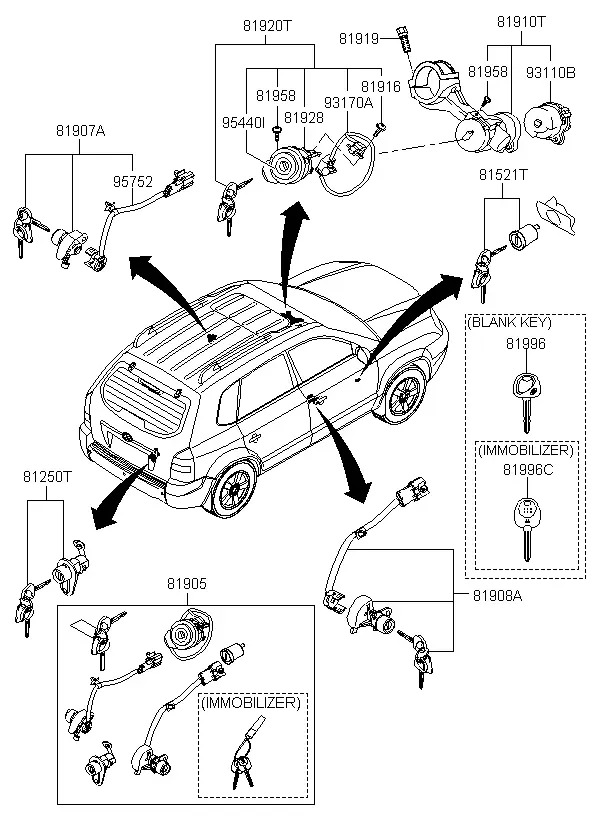 Ignition Lock and Key Set diagram