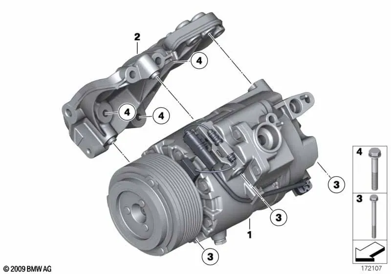A/C Compressor and Bracket diagram
