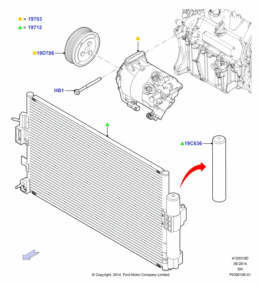 A/C Condenser and Compressor diagram