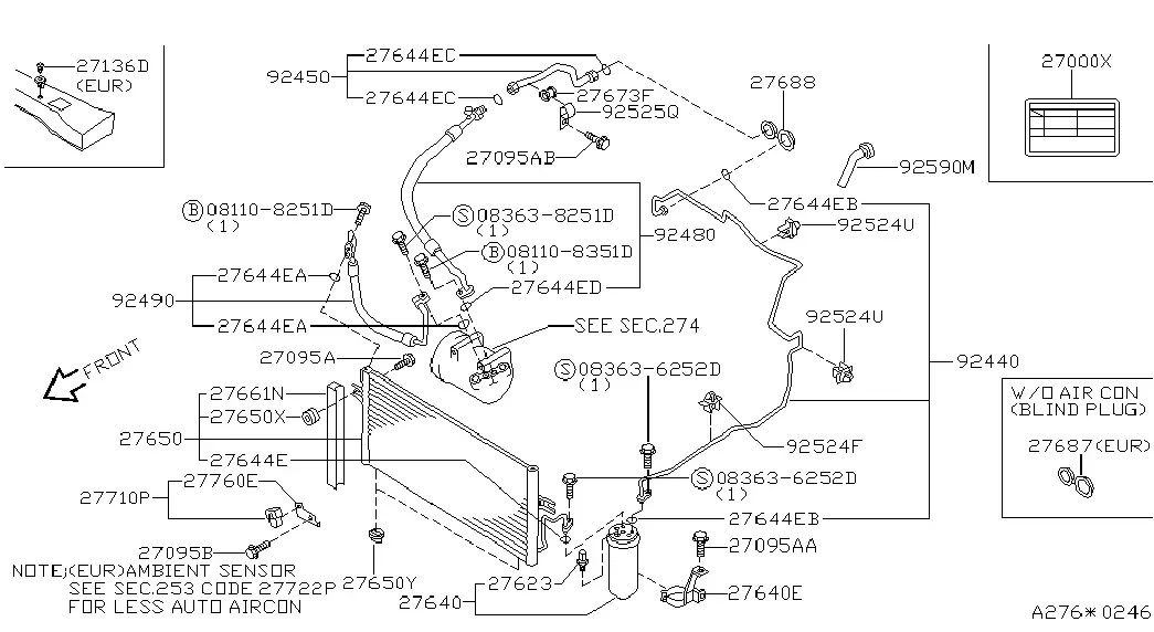 A/C Condenser with Receiver Drier and Lines diagram