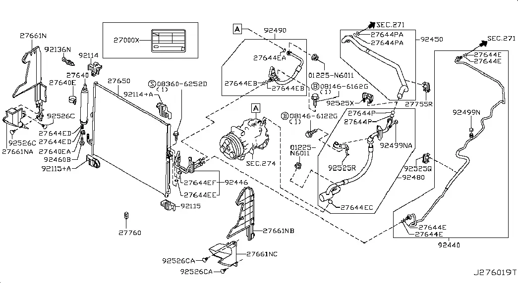 A/C Condenser with Receiver Drier and Lines diagram