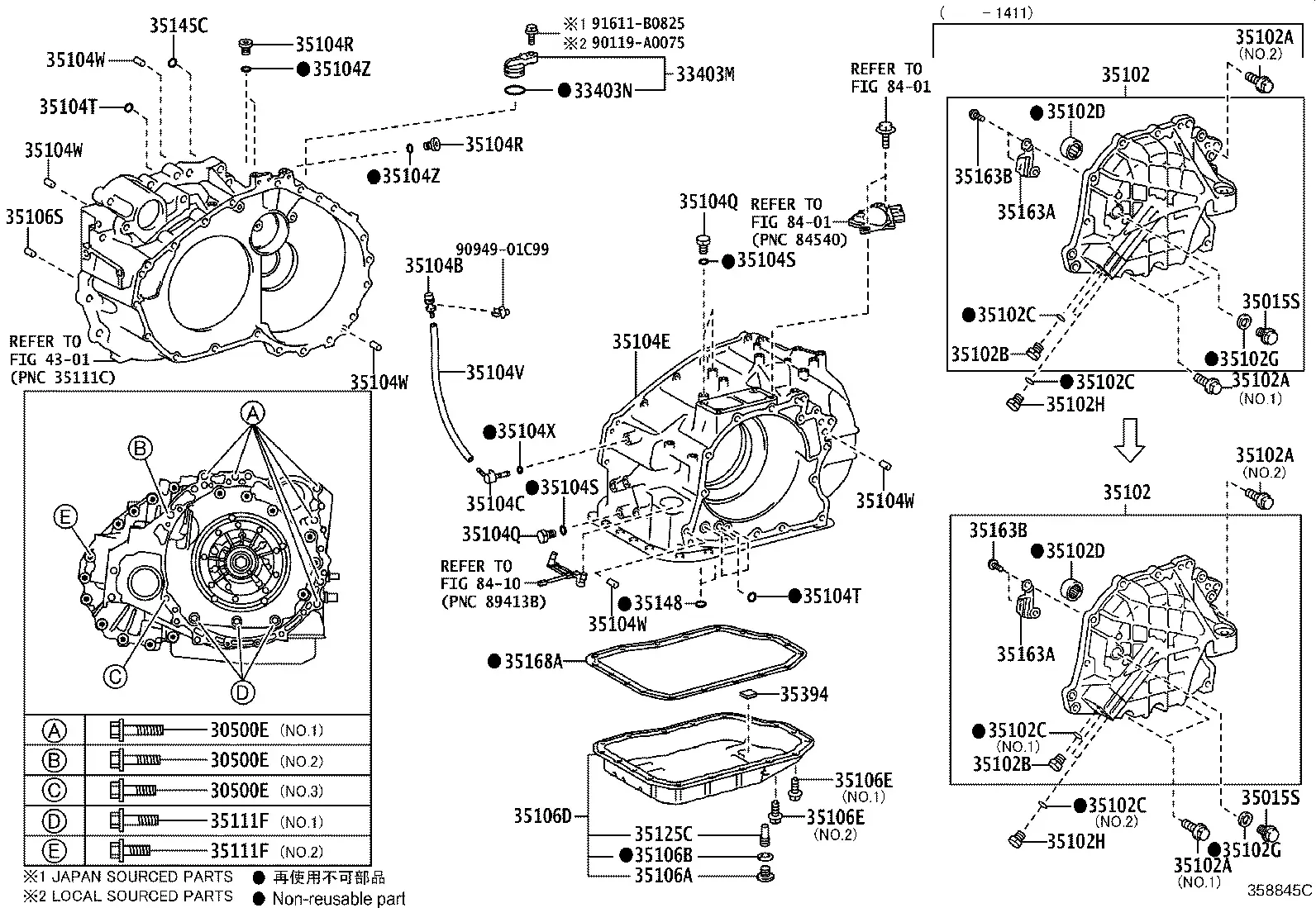 Automatic Transmission Case and Oil Pan diagram