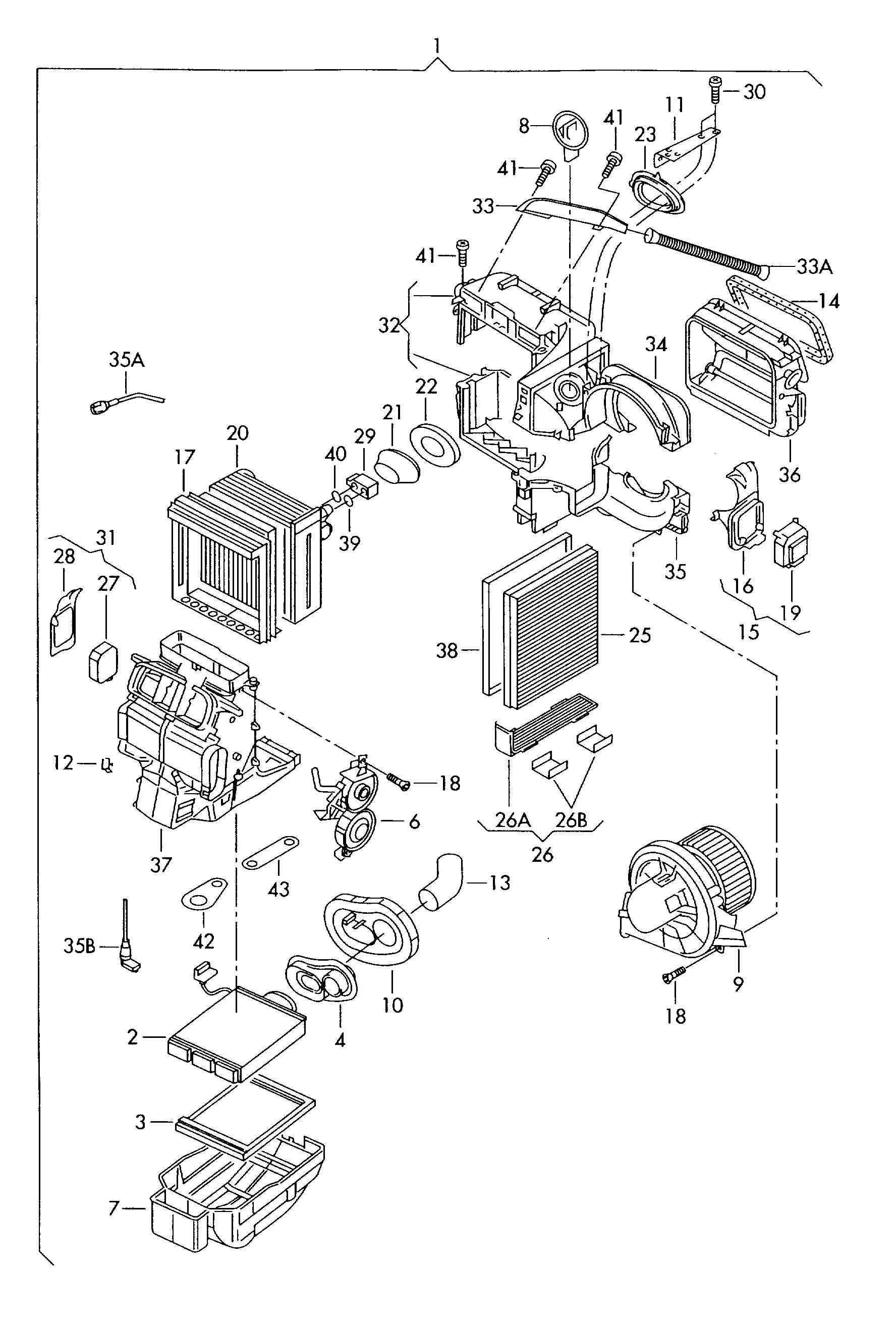 Evaporator and Air Distributor Housing diagram