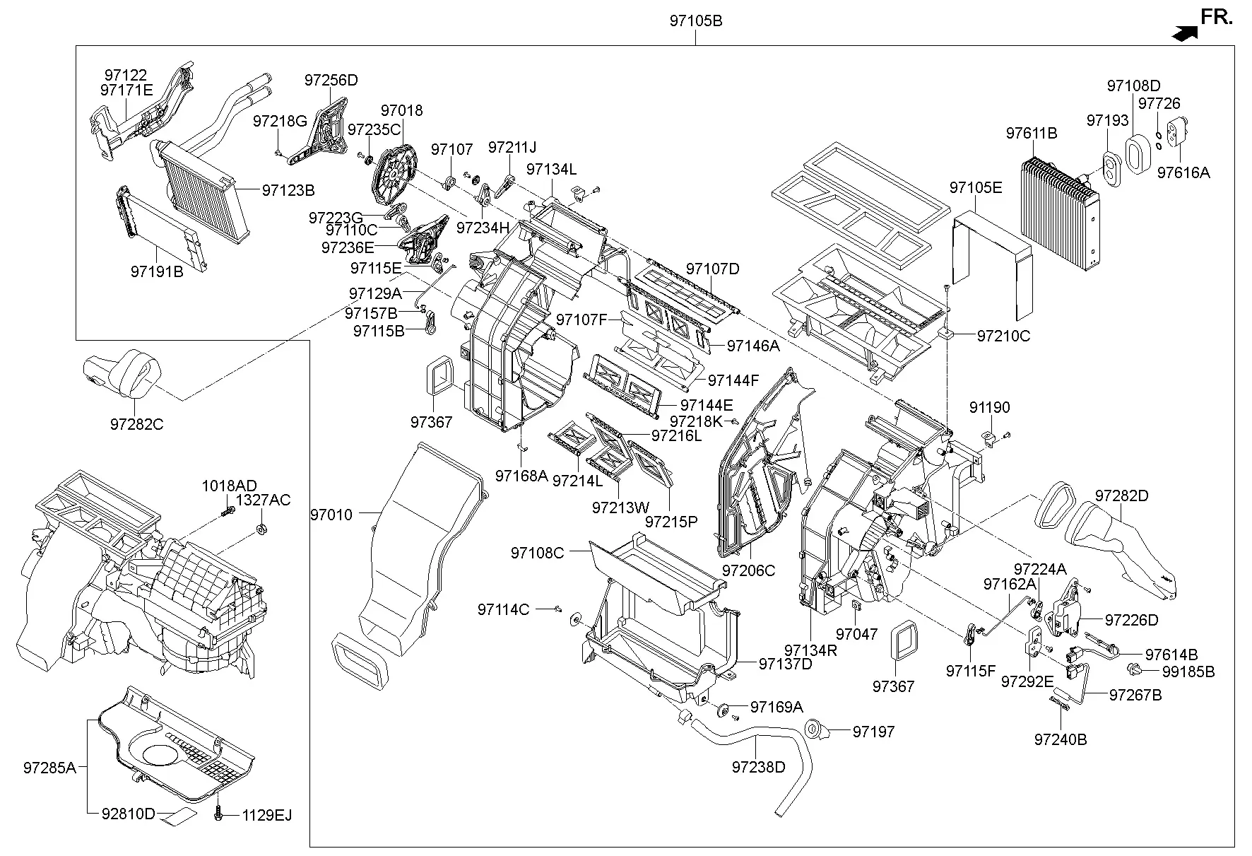 Корпус отопителя и испарителя diagram