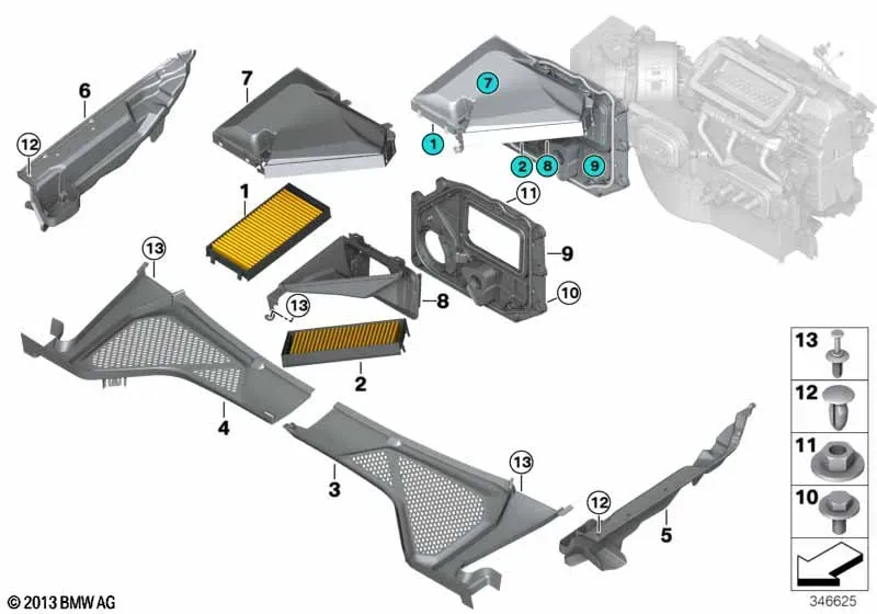 Корпус салонного фильтра diagram