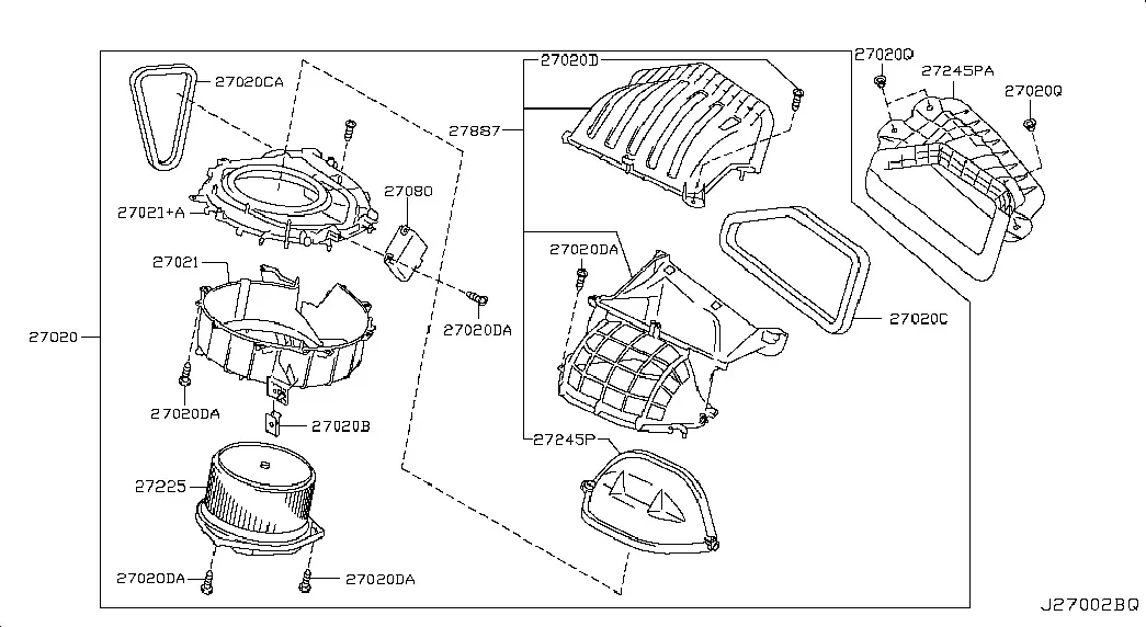 Heater Blower Housing diagram