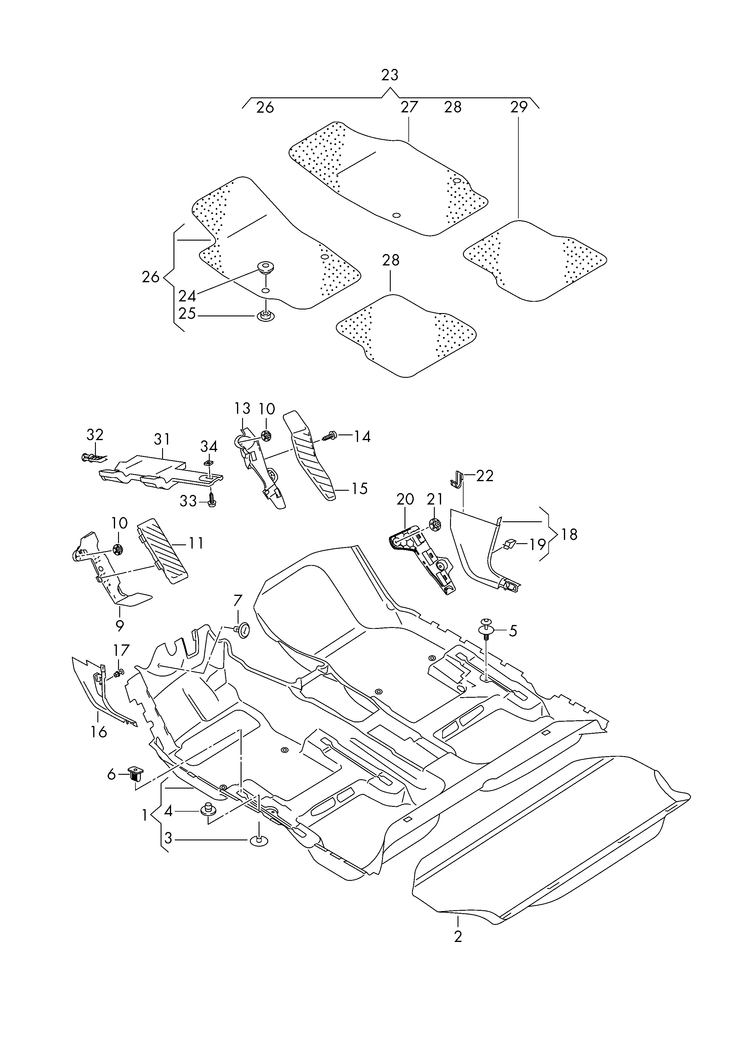 Floor Mats and A-Pillar Trim diagram