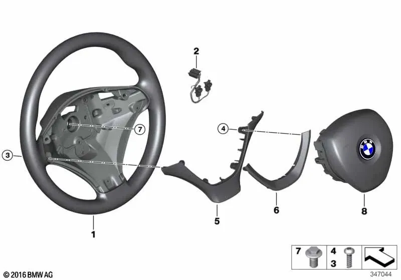 Кожаное спортивное рулевое колесо с подушкой безопасности diagram