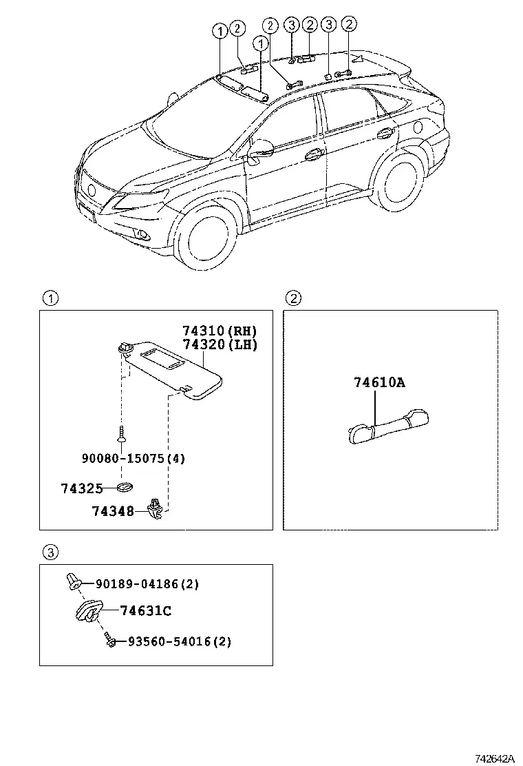 Sun Visors and Grab Handles diagram