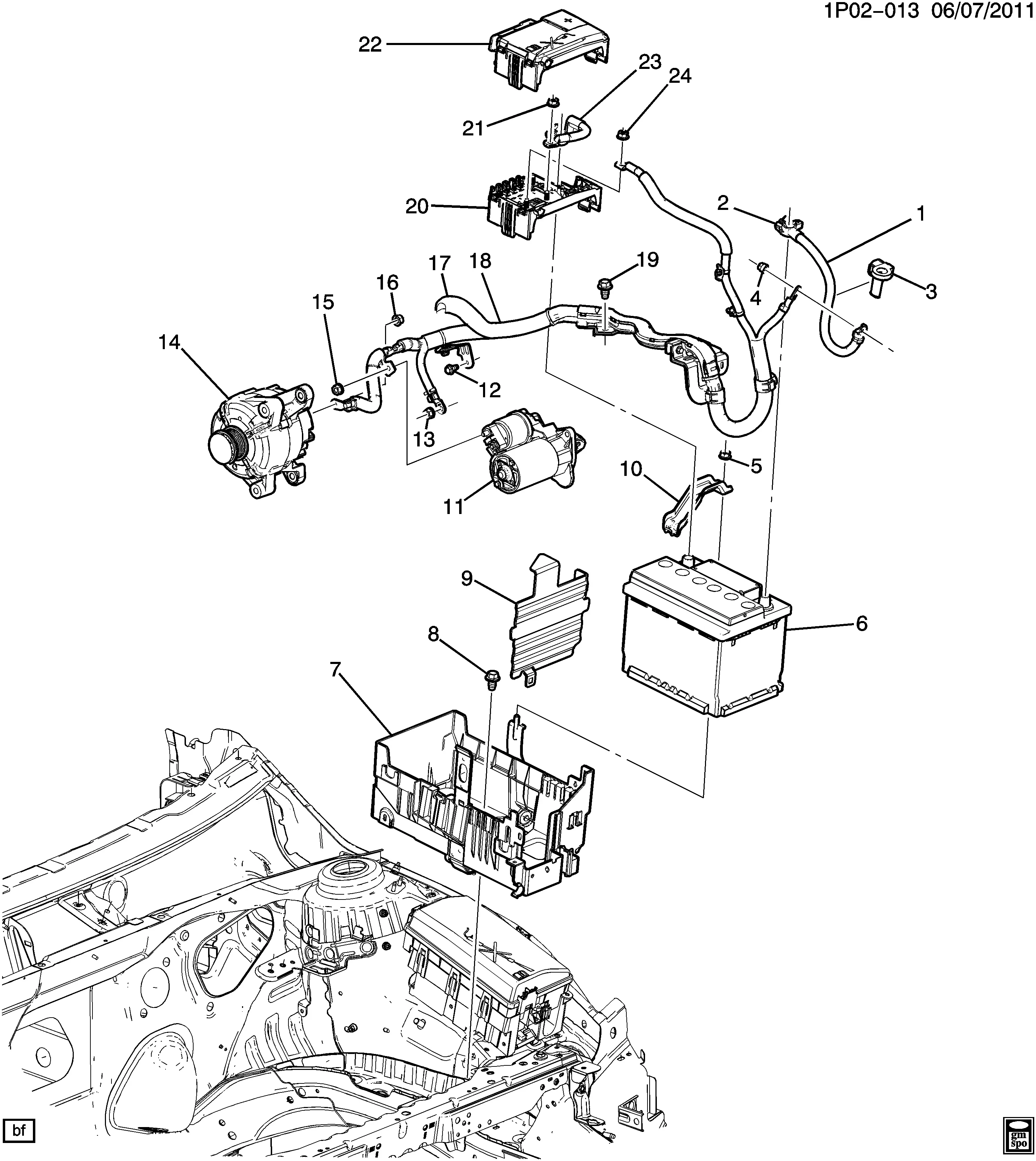 Battery Mounting and Cables diagram