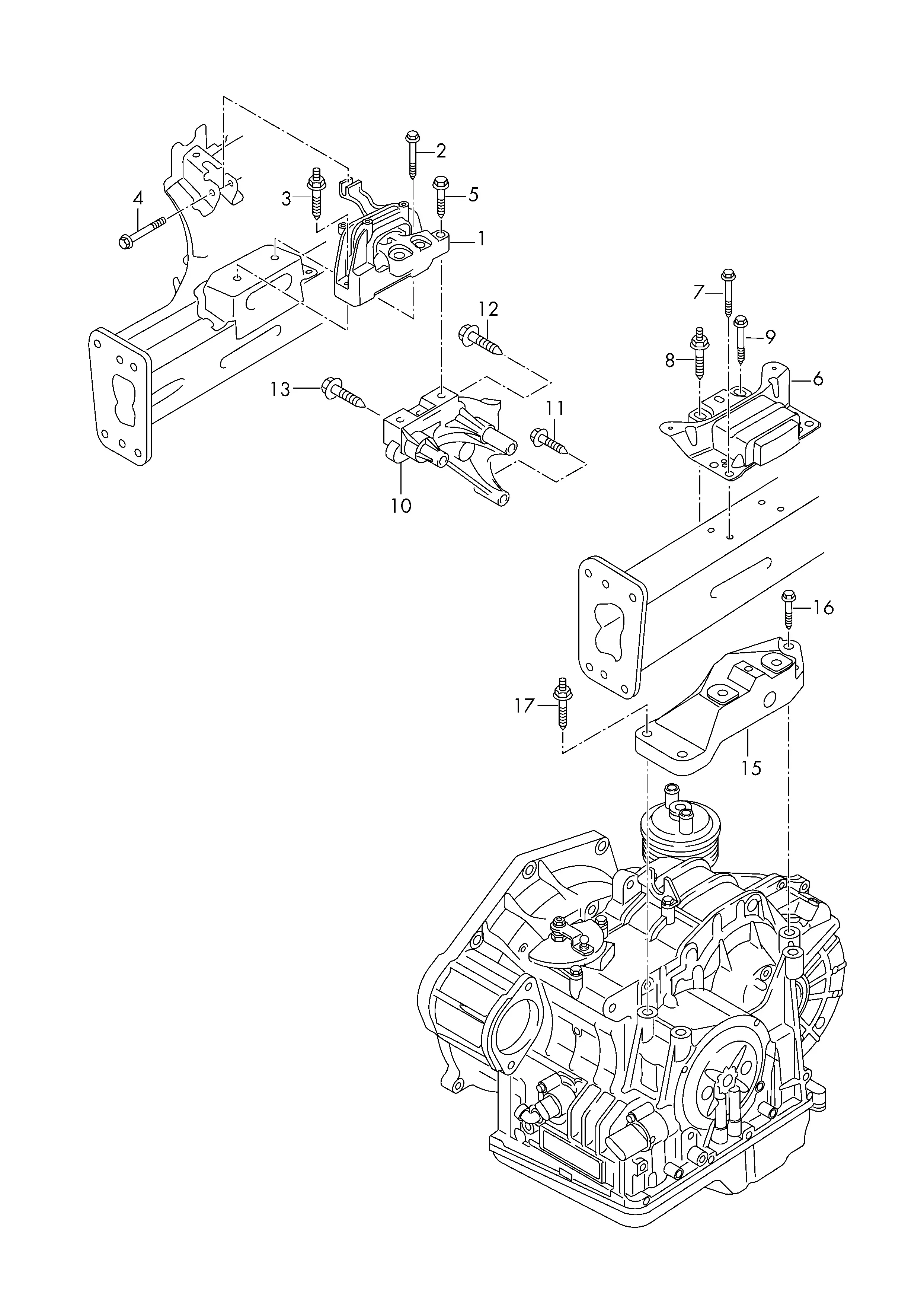 Engine and Transmission Mounting diagram