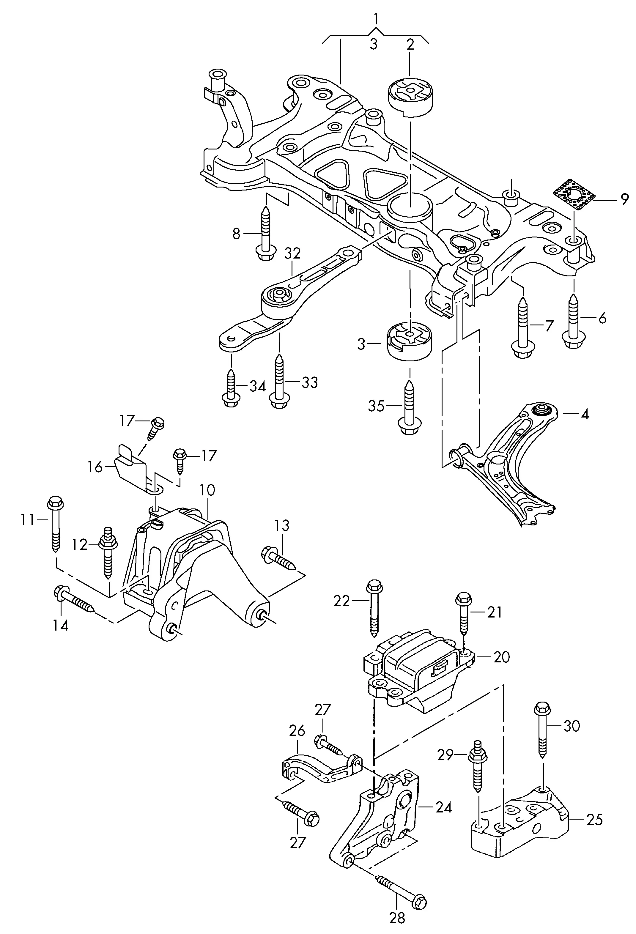 Engine and Transmission Mounting diagram