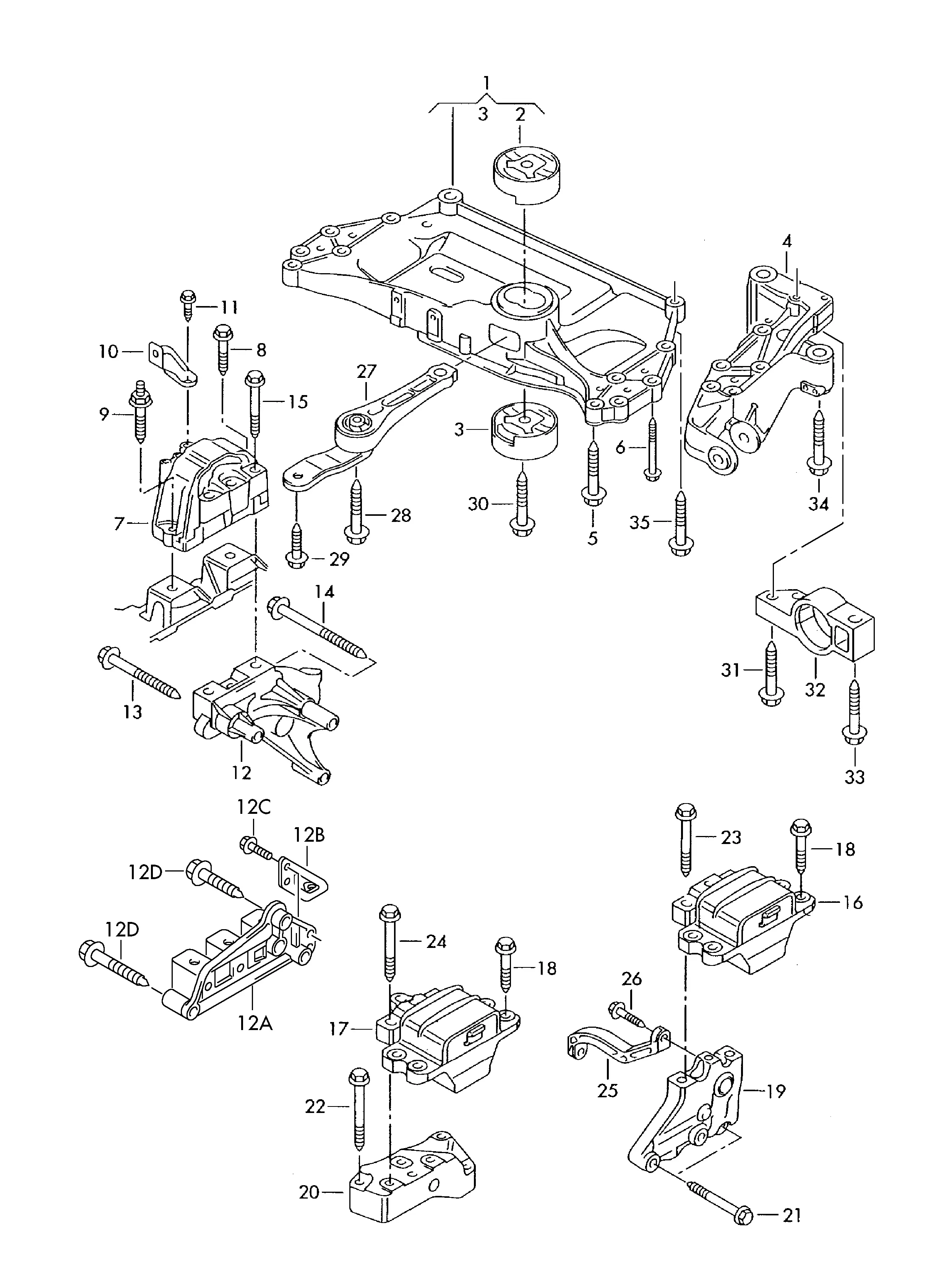 Engine and Transmission Mounting diagram