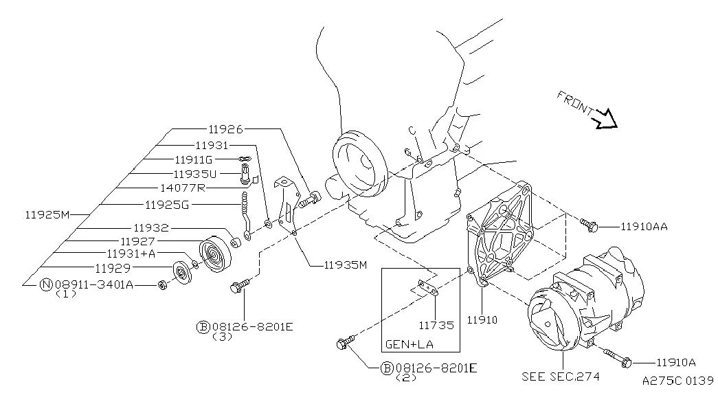 A/C Compressor Mounting diagram