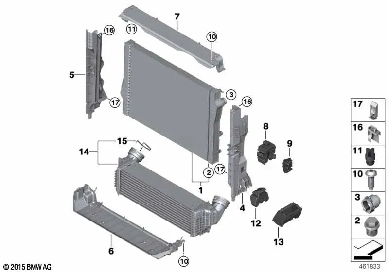 Крепление радиатора системы охлаждения diagram