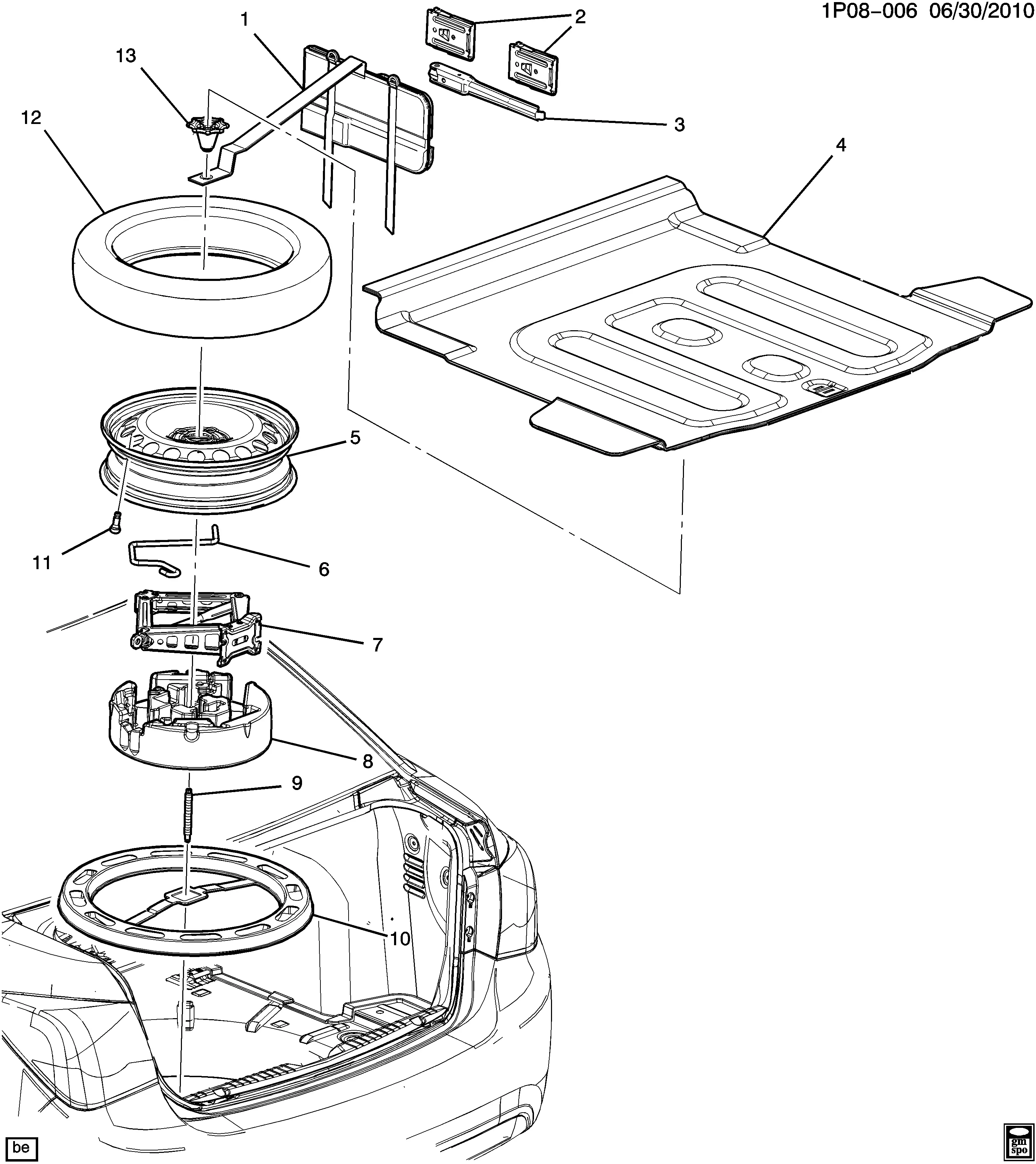 Spare Wheel Stowage and Jack diagram