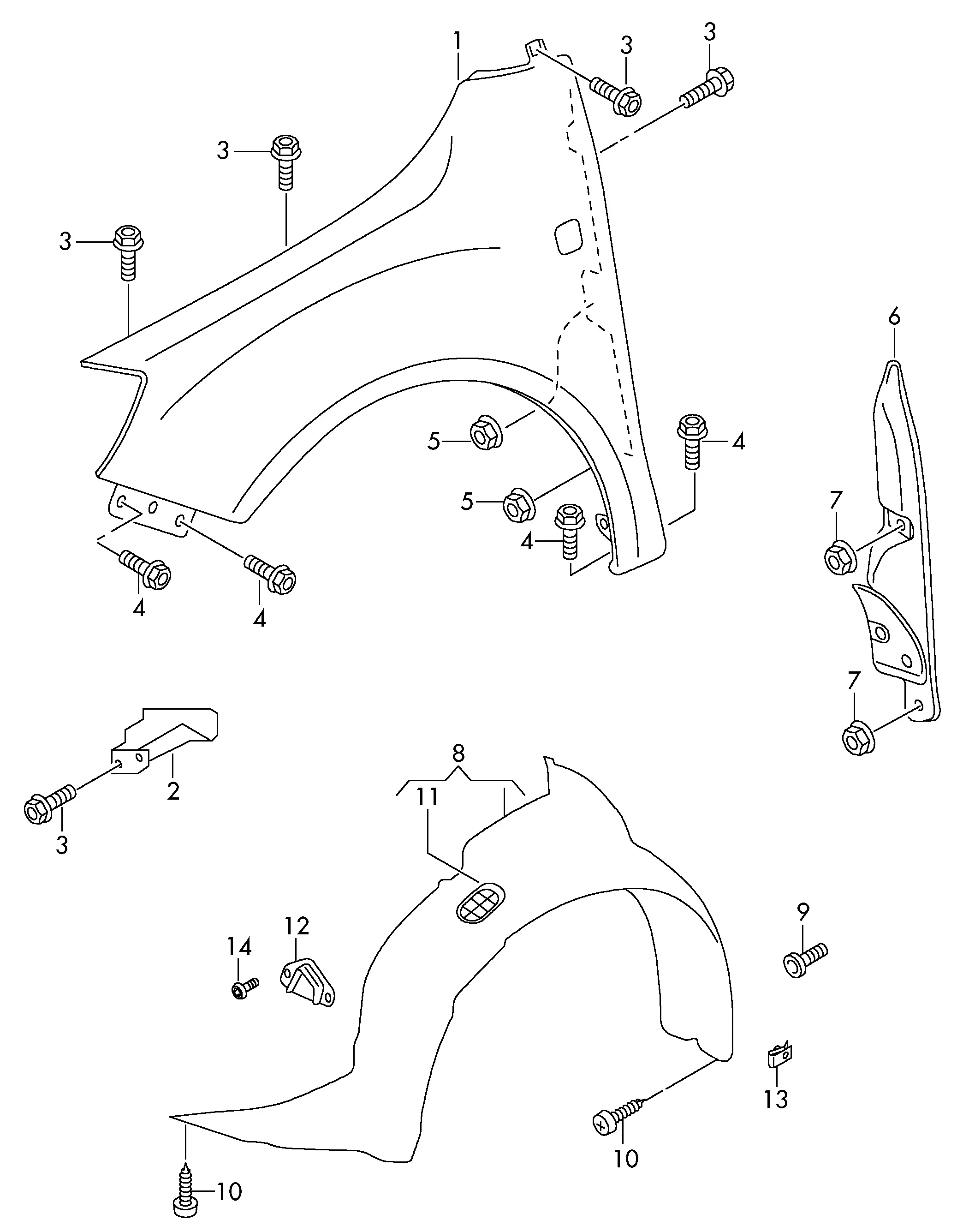 Fender and Wheelhouse Liner diagram