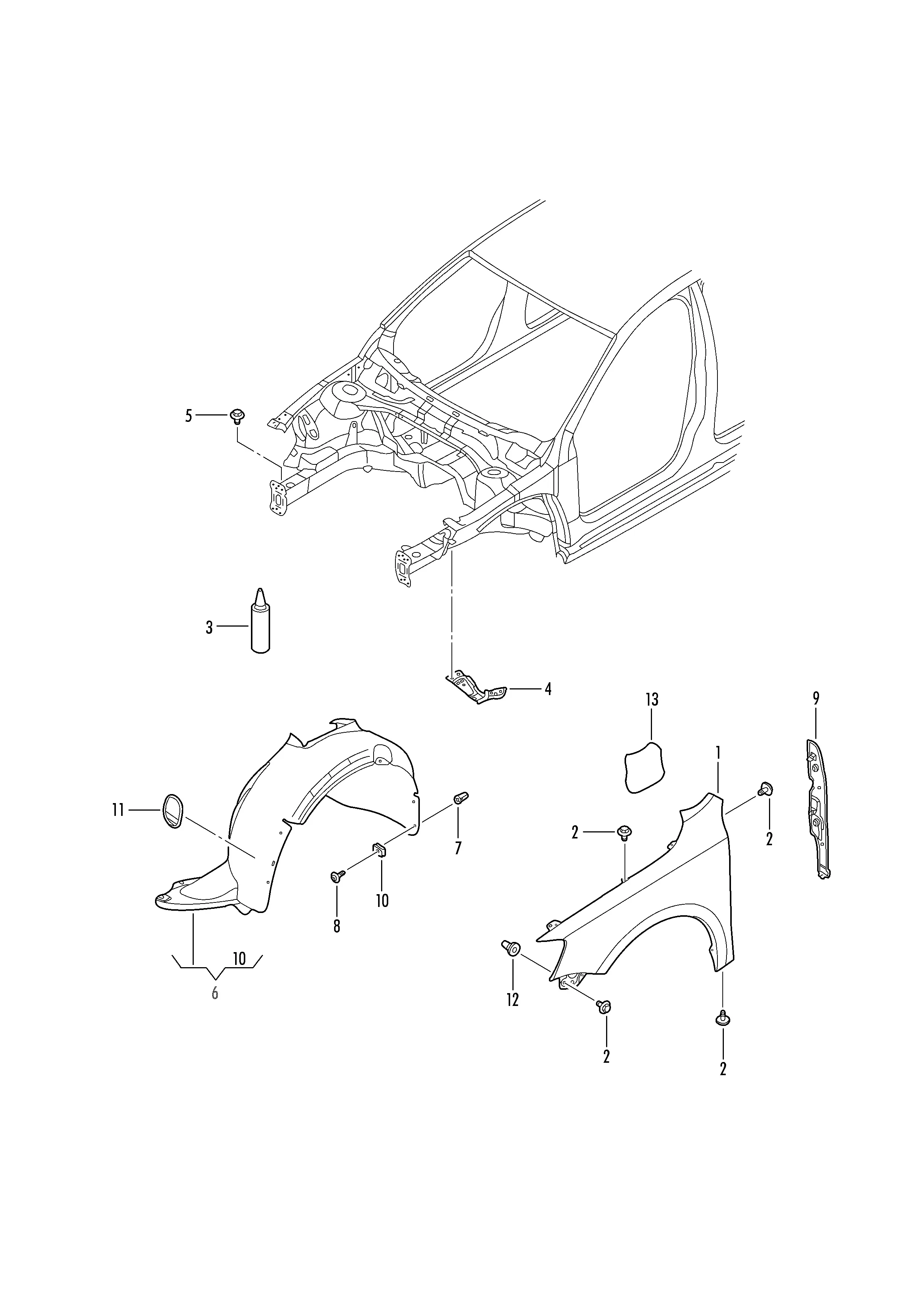 Fender and Wheelhouse Liner diagram