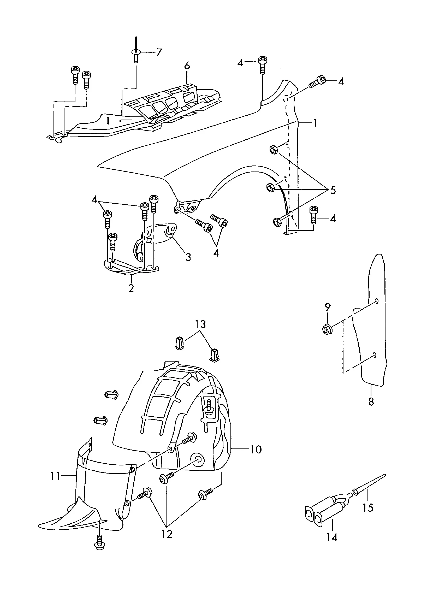 Fender and Wheelhouse Liner diagram