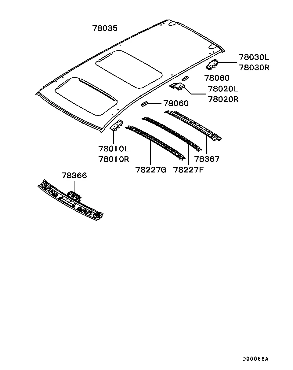 Roof and Sunroof diagram