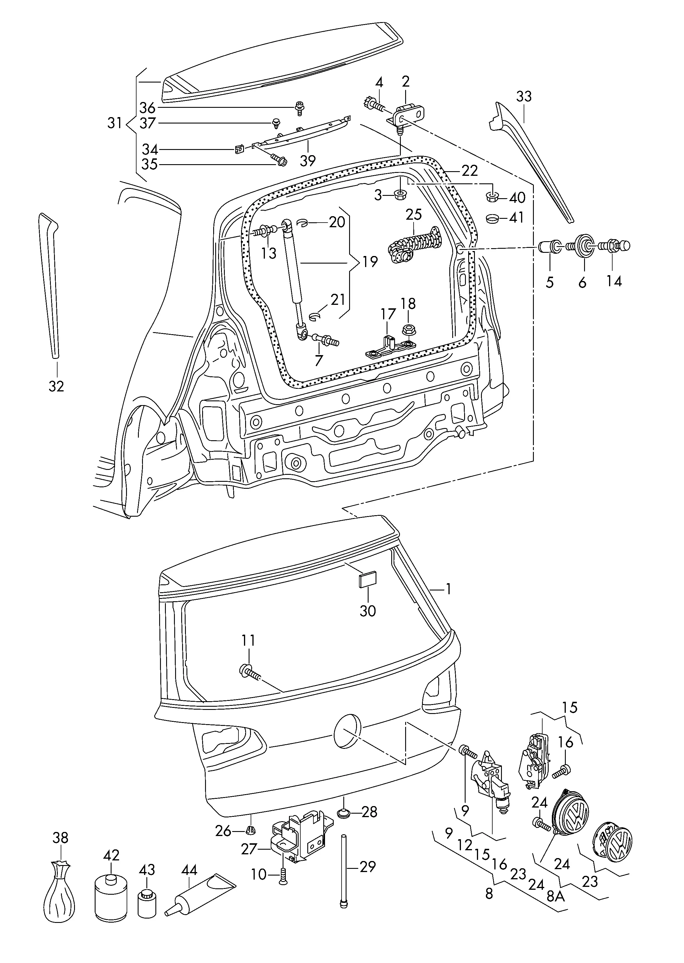 Trunk Lid and Spoiler diagram