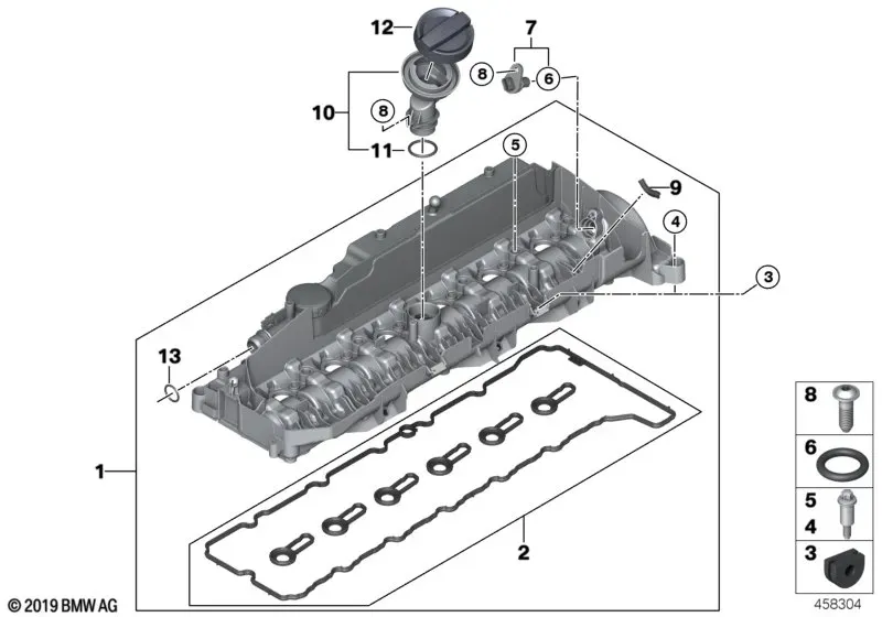 Cylinder Head Cover and Additional Components diagram
